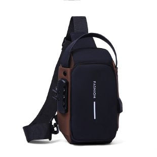 Water-Resistant Anti-Theft Sling Bag with Combination Lock & USB Port