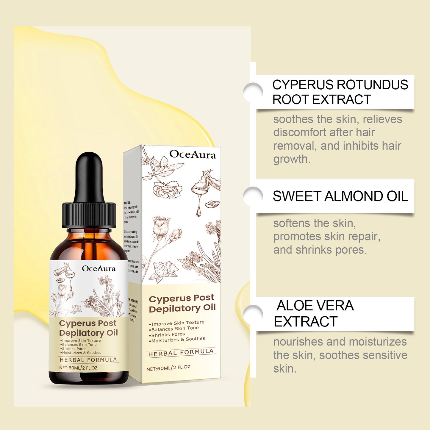 Botanical After Hair Removal Oil with Cyperus Rotundus