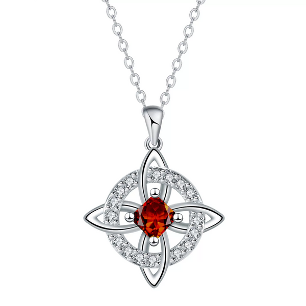 Witch Knot Pendant for Women Irish Celtic Knot Necklace with Birthstones Jewellery Amulet Protection Witchcraft Objects