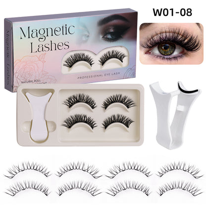 2 Pairs Reusable Magnetic Eyelashes Lashes with Curler