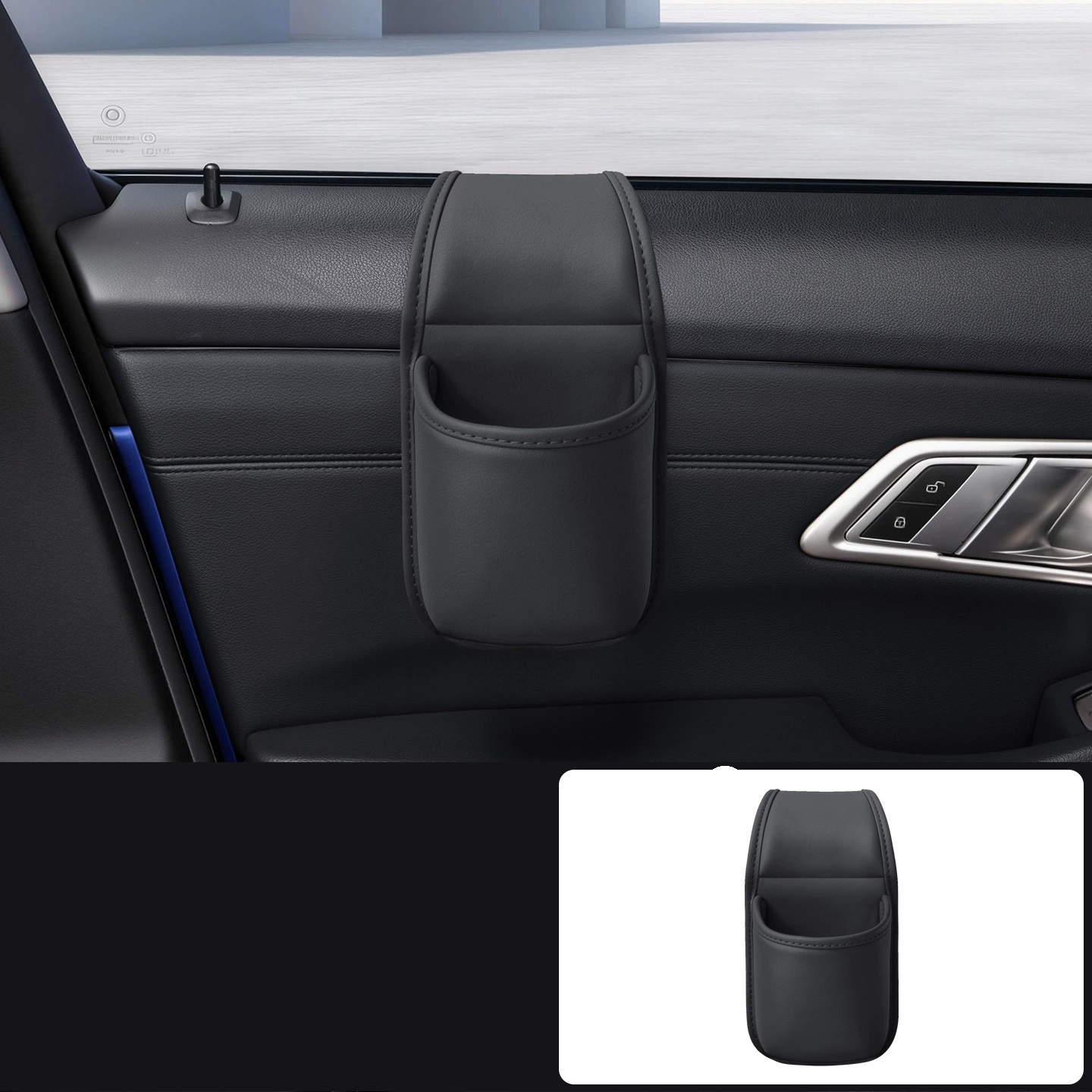 Leather Car Door Cup Holder Clip on Extra Large Drink Organizer