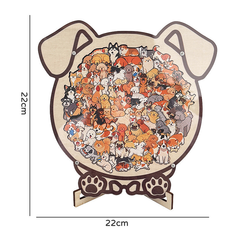 Irregular Cute Animal Wooden Puzzle With Stand
