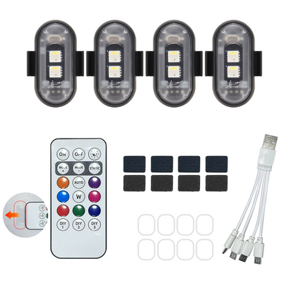 4 Pack Rechargeable LED Drum Lights RGB Wireless Remote Control