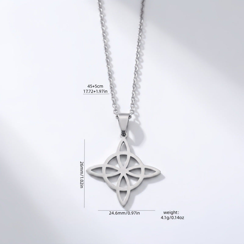 Witches Knot Necklace Stainless Steel Pagan Wiccan Symbol Pendant