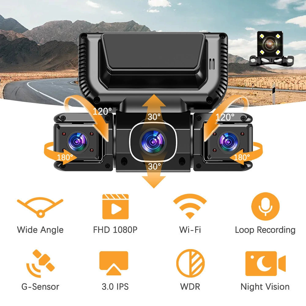 1080P FHD 360 Degree car Dash cam Wireless- Dash Cam Front and Rear
