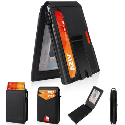 Wallet for Men with Money Clip RFID Blocking Minimalist Wallet Pop Up Aluminum Case