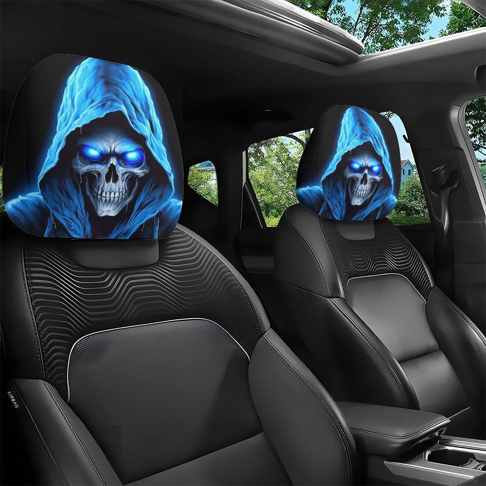 2Pcs Scary Face 3D Printing Auto Seat Headrest Protector