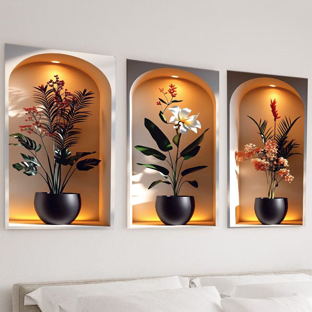 3D Elegant Tropical Plant Niche Decorative Wall Stickers
