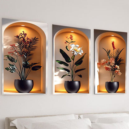 3D Elegant Tropical Plant Niche Decorative Wall Stickers