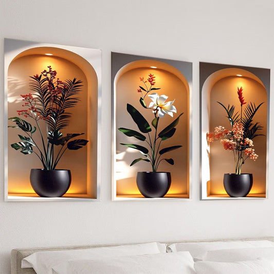 3D Elegant Tropical Plant Niche Decorative Wall Stickers