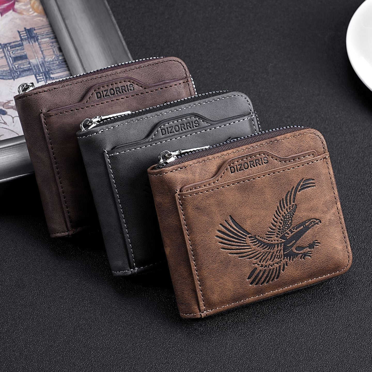 Men's Vintage Eagle Embossed Leather Wallet