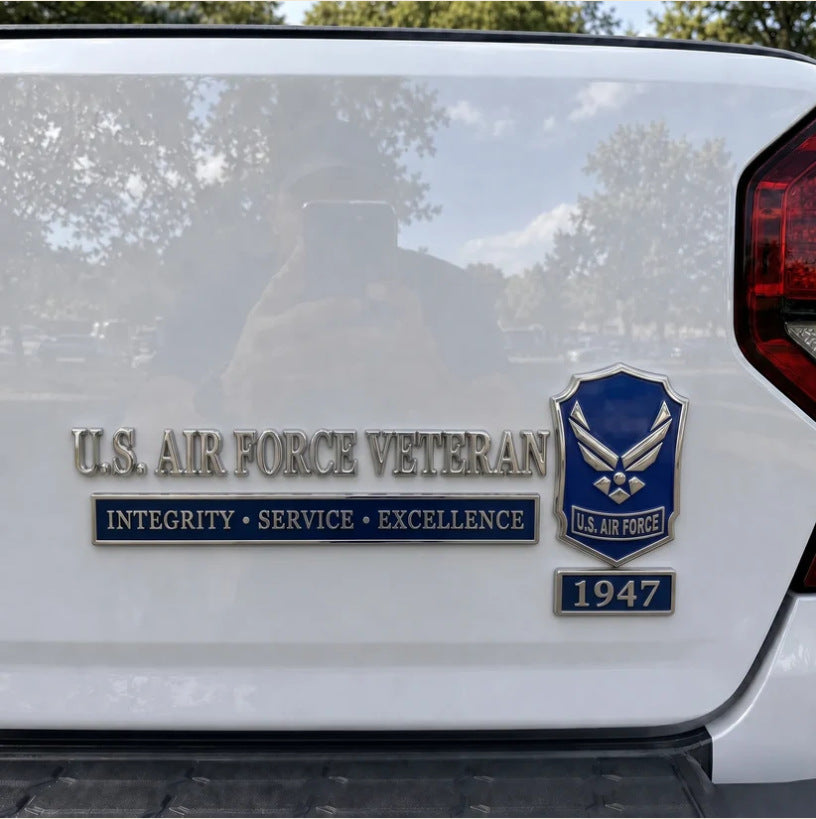 U.S. Military Veteran 3D Metal Car Emblem Badge