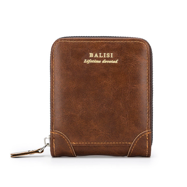 Men's Leather Zip Around Wallet ID Card Window Secure Zipper Bifold RFID