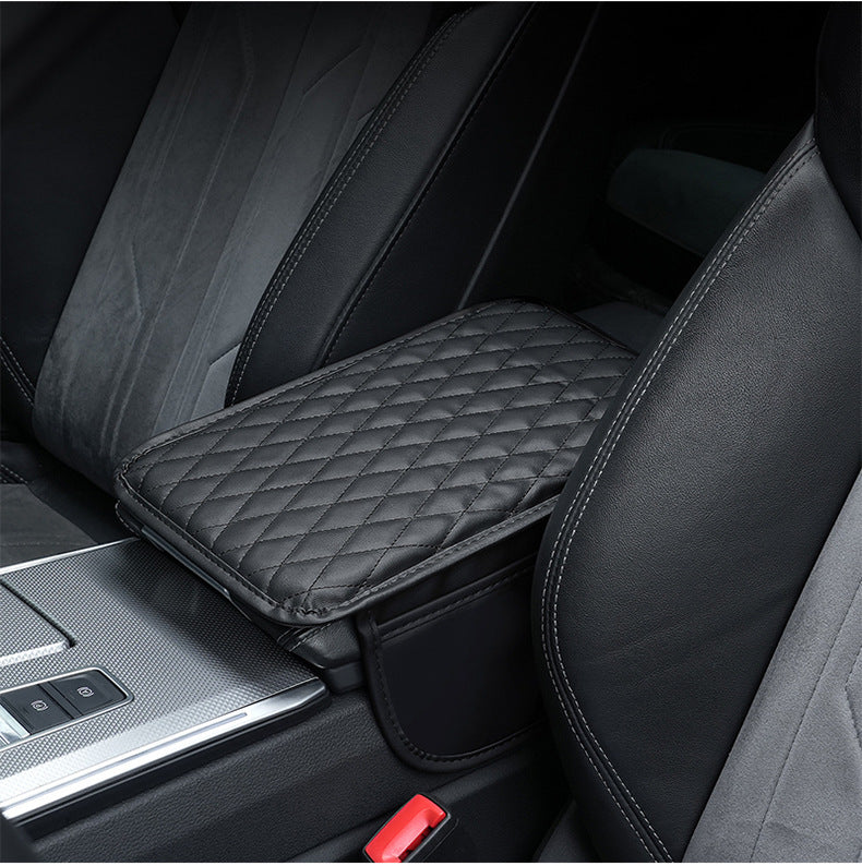Car Armrest Box Cushion with Built-in Storage Bag