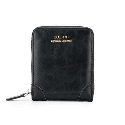 Men's Leather Zip Around Wallet ID Card Window Secure Zipper Bifold RFID