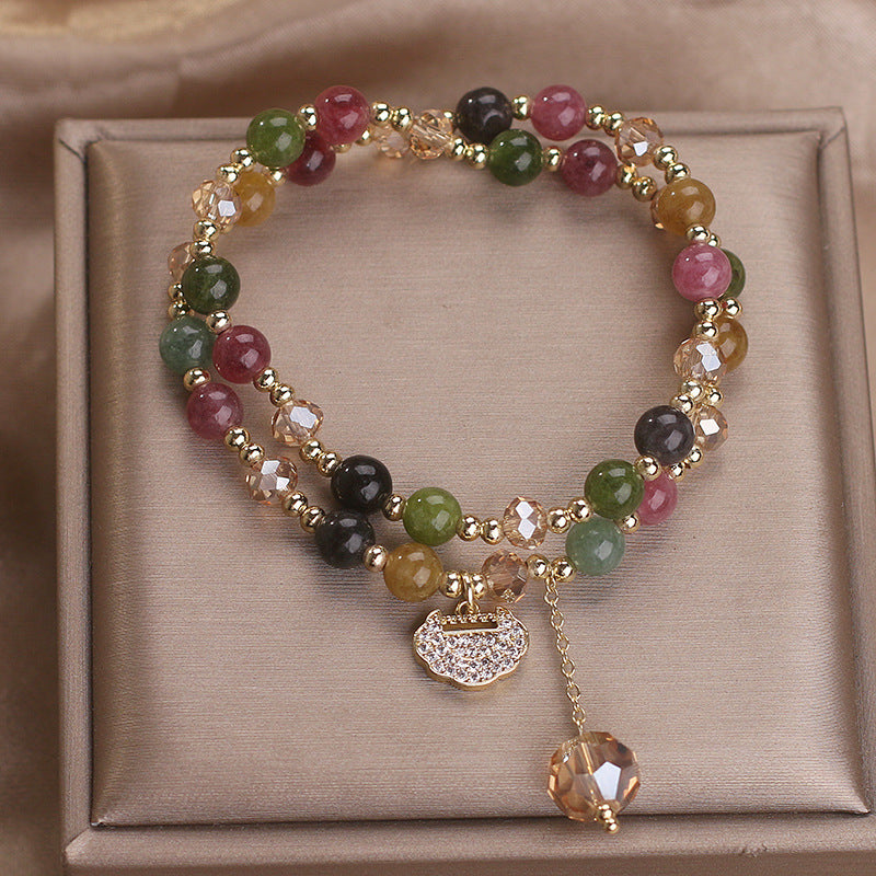 Unisex Double-Strand Gemstone Beaded Bracelet - Adult Beaded Jewelry with Energy Boost, Wealth Attraction, Positivity Benefits,