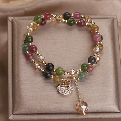 Unisex Double-Strand Gemstone Beaded Bracelet - Adult Beaded Jewelry with Energy Boost, Wealth Attraction, Positivity Benefits,