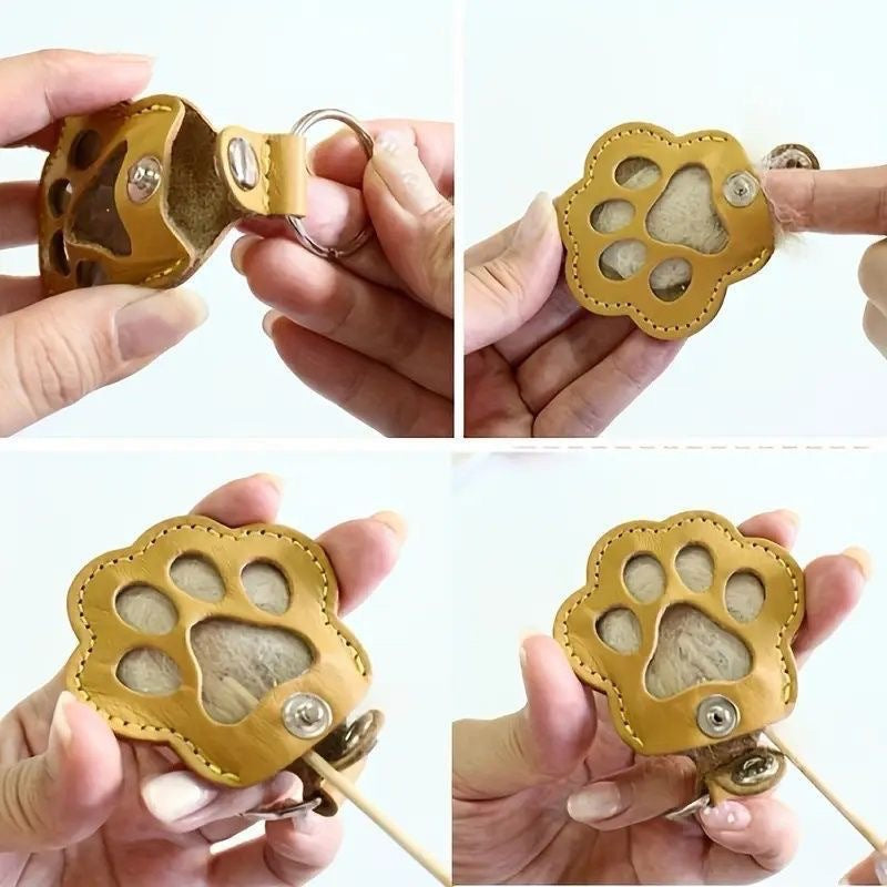 5 Pcs Pet Hair Keepsake Keyring Cute Leather Paw