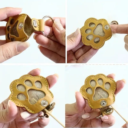 5 Pcs Pet Hair Keepsake Keyring Cute Leather Paw