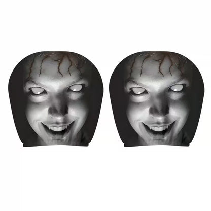 2Pcs Scary Face 3D Printing Auto Seat Headrest Protector