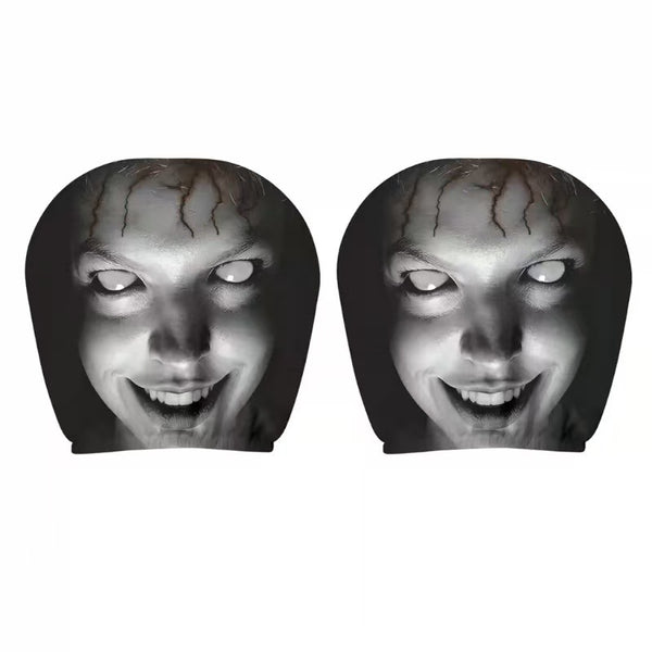 2Pcs Scary Face 3D Printing Auto Seat Headrest Protector