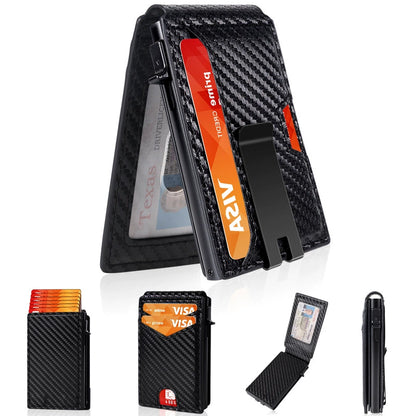 Wallet for Men with Money Clip RFID Blocking Minimalist Wallet Pop Up Aluminum Case