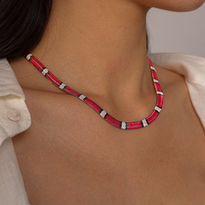 Stylish Metallic Faux Flat Snake Chain Choker
