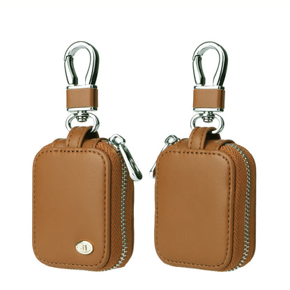 PU Leather Zipper Carrying Pouch Earbuds Bag with Keychain