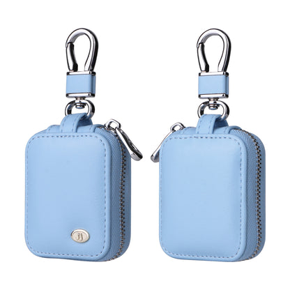 PU Leather Zipper Carrying Pouch Earbuds Bag with Keychain