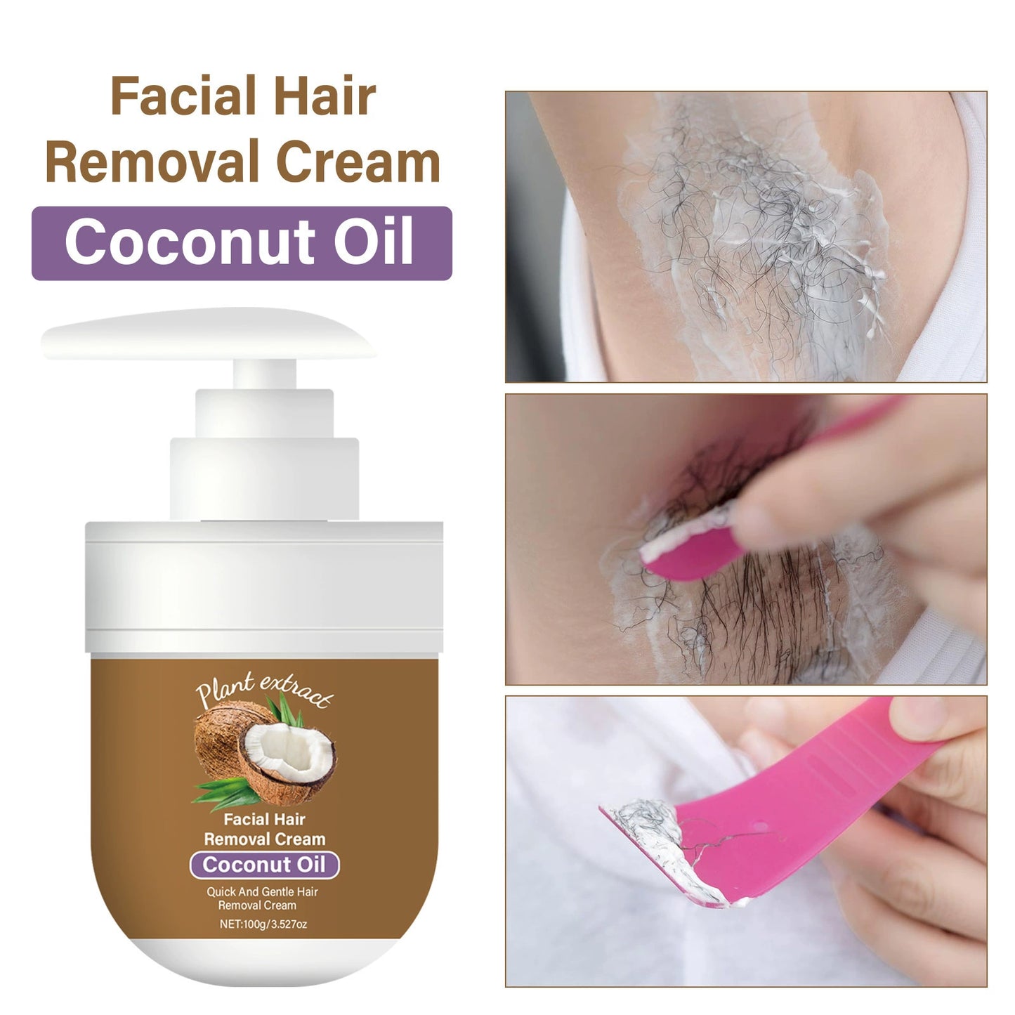 Botanical Coconut Hair Removal Cream – Gentle Depilatory for Face & Body
