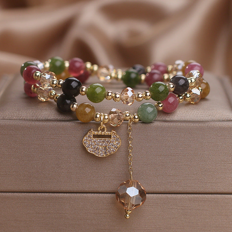 Unisex Double-Strand Gemstone Beaded Bracelet - Adult Beaded Jewelry with Energy Boost, Wealth Attraction, Positivity Benefits,