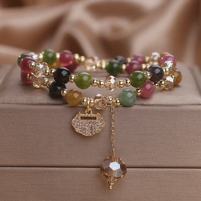 Unisex Double-Strand Gemstone Beaded Bracelet - Adult Beaded Jewelry with Energy Boost, Wealth Attraction, Positivity Benefits,
