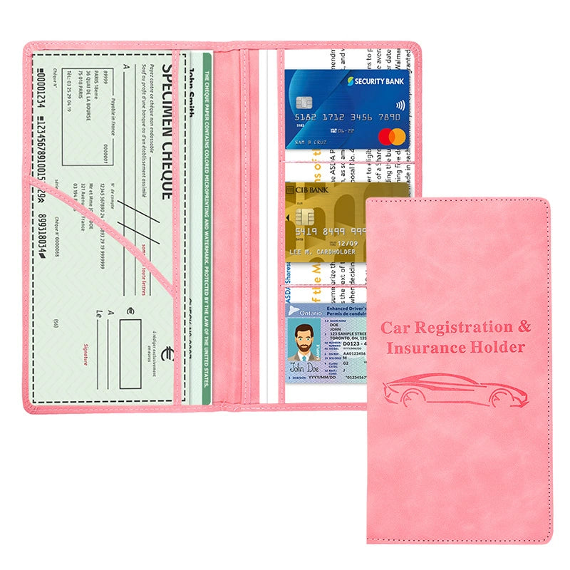 Car Registration & Insurance Card Holder - Magnetic Closure Vehicle Organizer