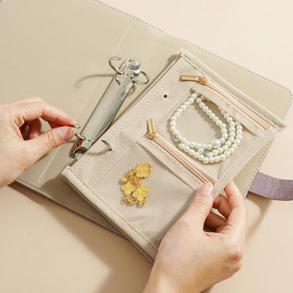 Jewelry Book Organizer - Leather Travel Jewelry Case with 5 Detachable Pages for Necklaces