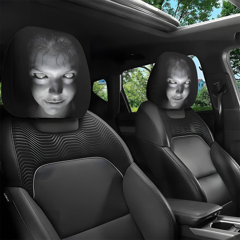 2Pcs Scary Face 3D Printing Auto Seat Headrest Protector