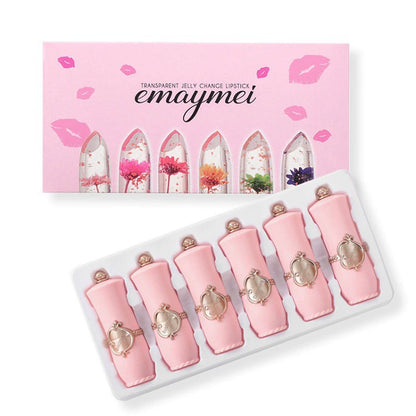6PCS Crystal Flower Jelly Lipstick Set