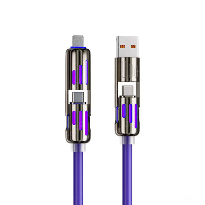 240W 4 in 1 Charging Cable 6.6FT, USB A/C to C/Lightning with Light iPhone Charger for iPhone