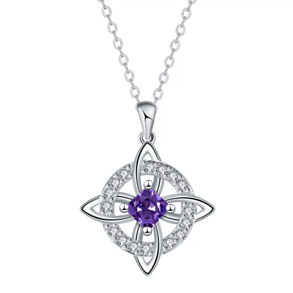 Witch Knot Pendant for Women Irish Celtic Knot Necklace with Birthstones Jewellery Amulet Protection Witchcraft Objects