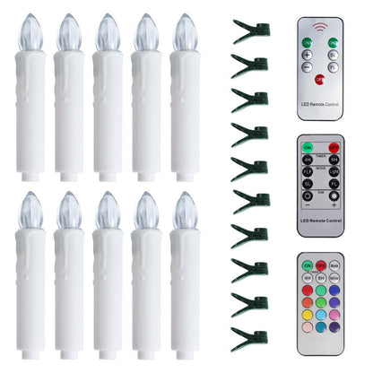 10PCS LED Flameless Taper Candles Flickering with Remote Timer