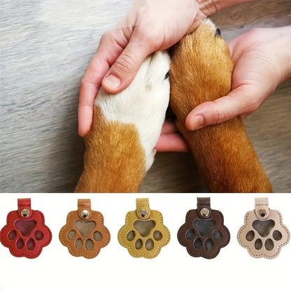 5 Pcs Pet Hair Keepsake Keyring Cute Leather Paw