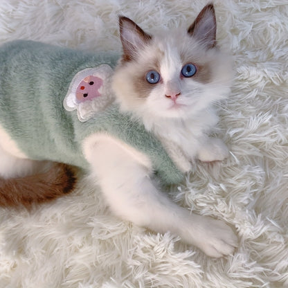Warm Fluffy Fleece Pet Vest Cute Cartoon Embroidery