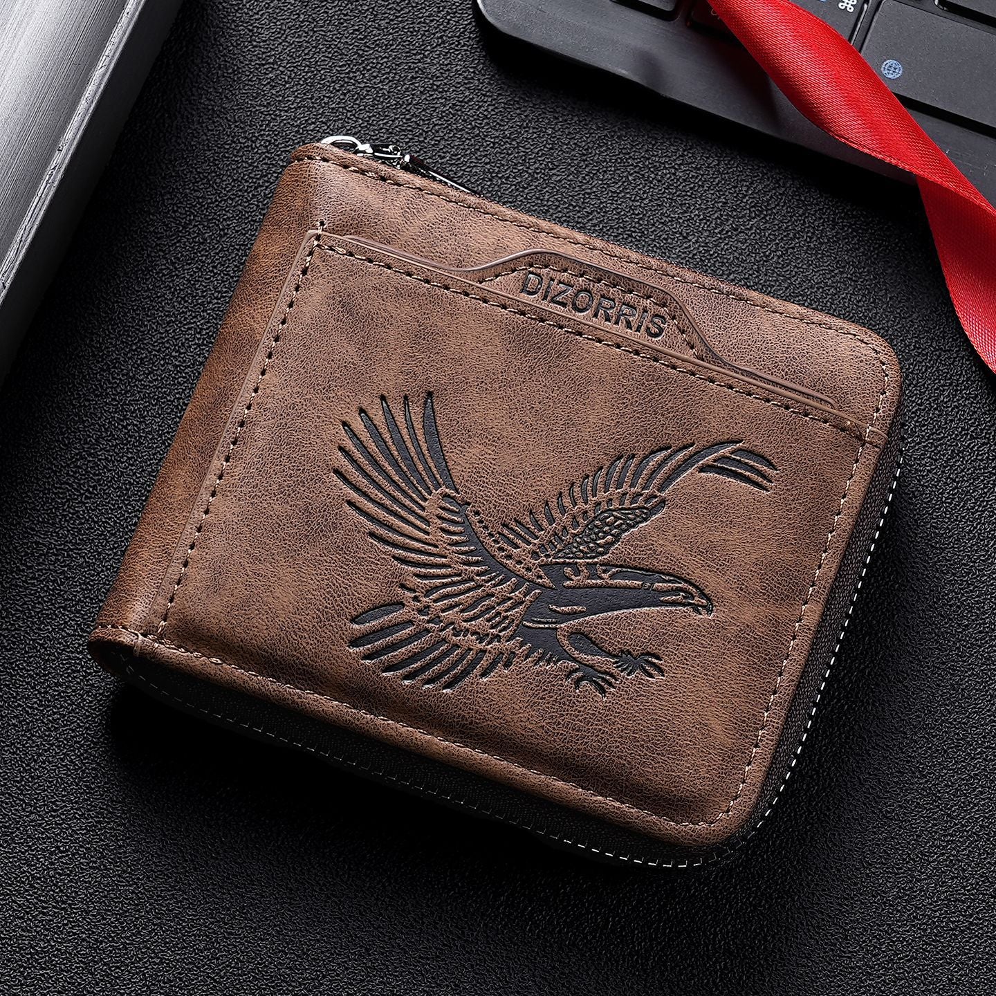 Men's Vintage Eagle Embossed Leather Wallet