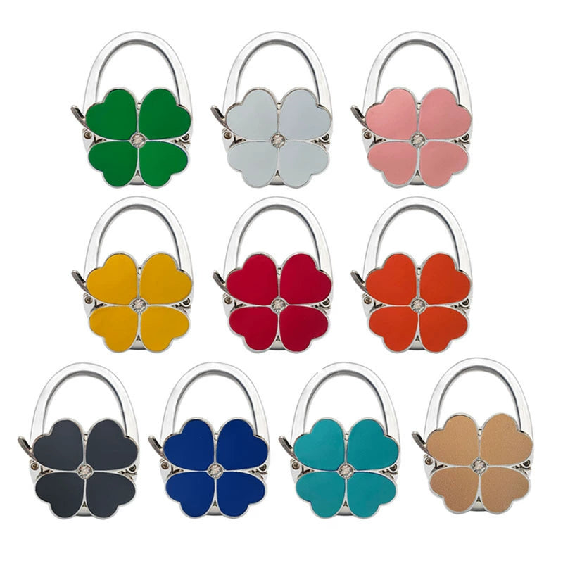 Zinc Alloy Buckle Four Leaf Clover Bag Hook - External Drip Oil Design Hanging Accessory