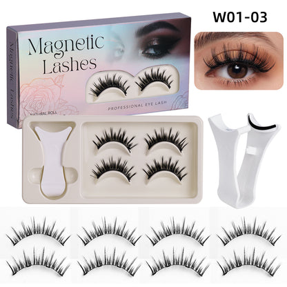 2 Pairs Reusable Magnetic Eyelashes Lashes with Curler