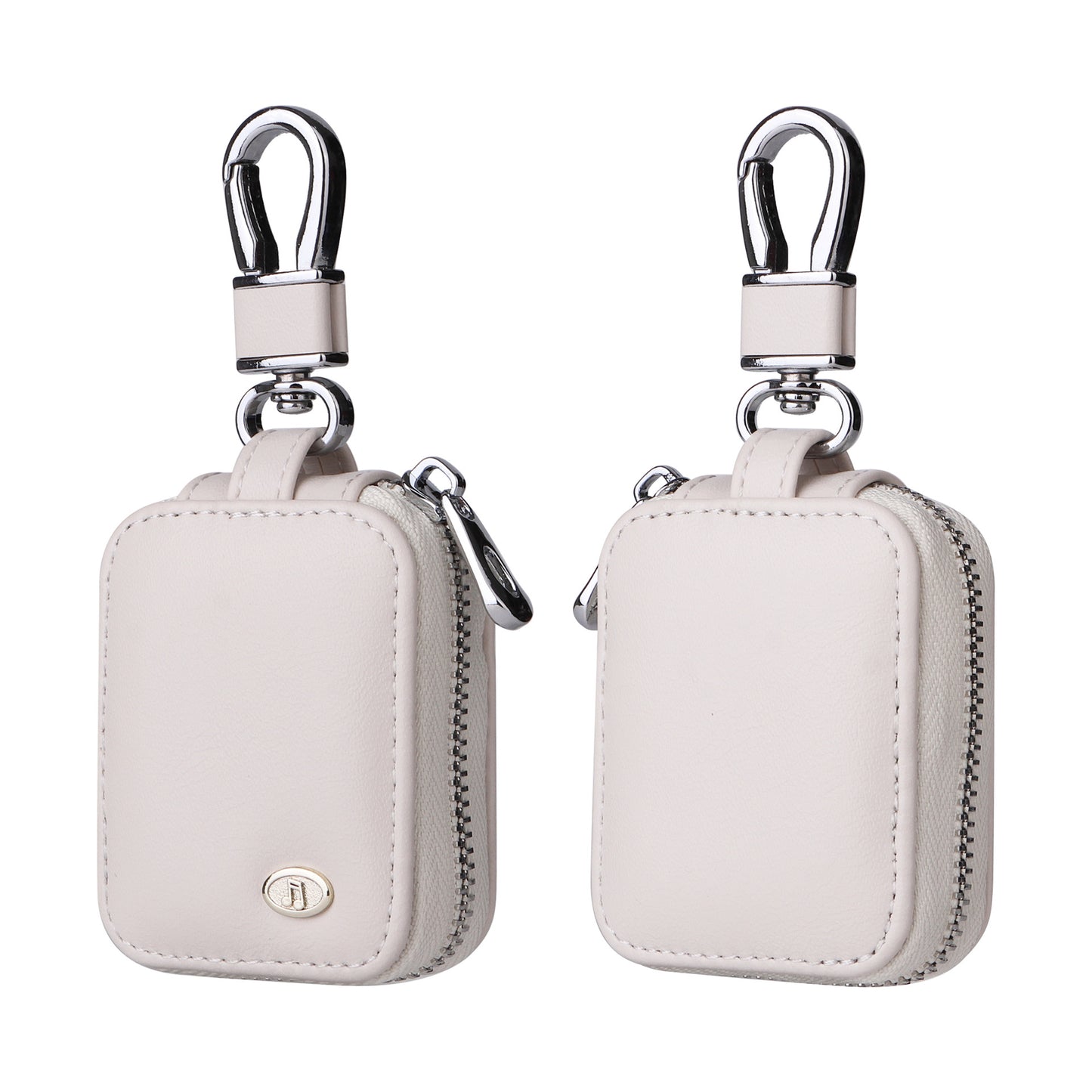 PU Leather Zipper Carrying Pouch Earbuds Bag with Keychain