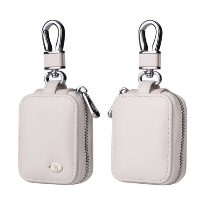 PU Leather Zipper Carrying Pouch Earbuds Bag with Keychain