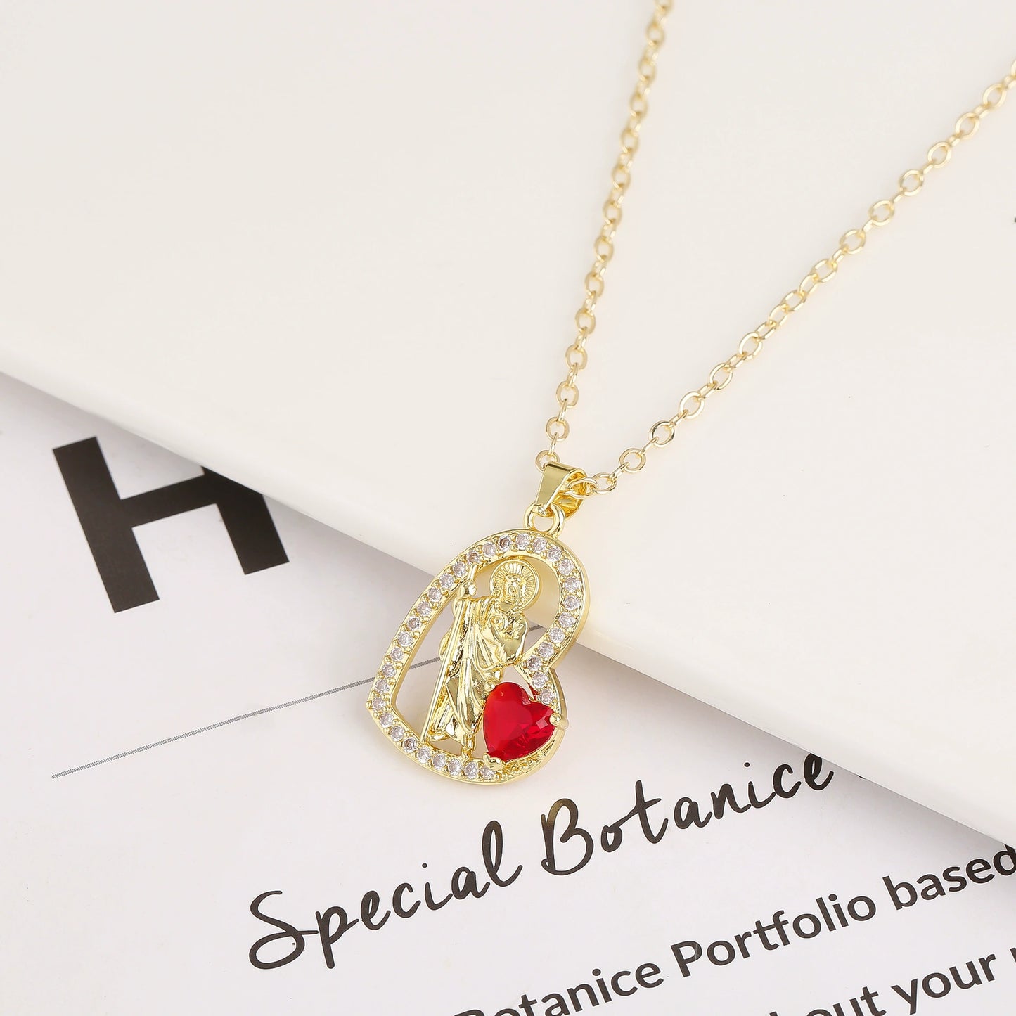 St Jude Inspired Prayer Necklace with Zirconia Pendant