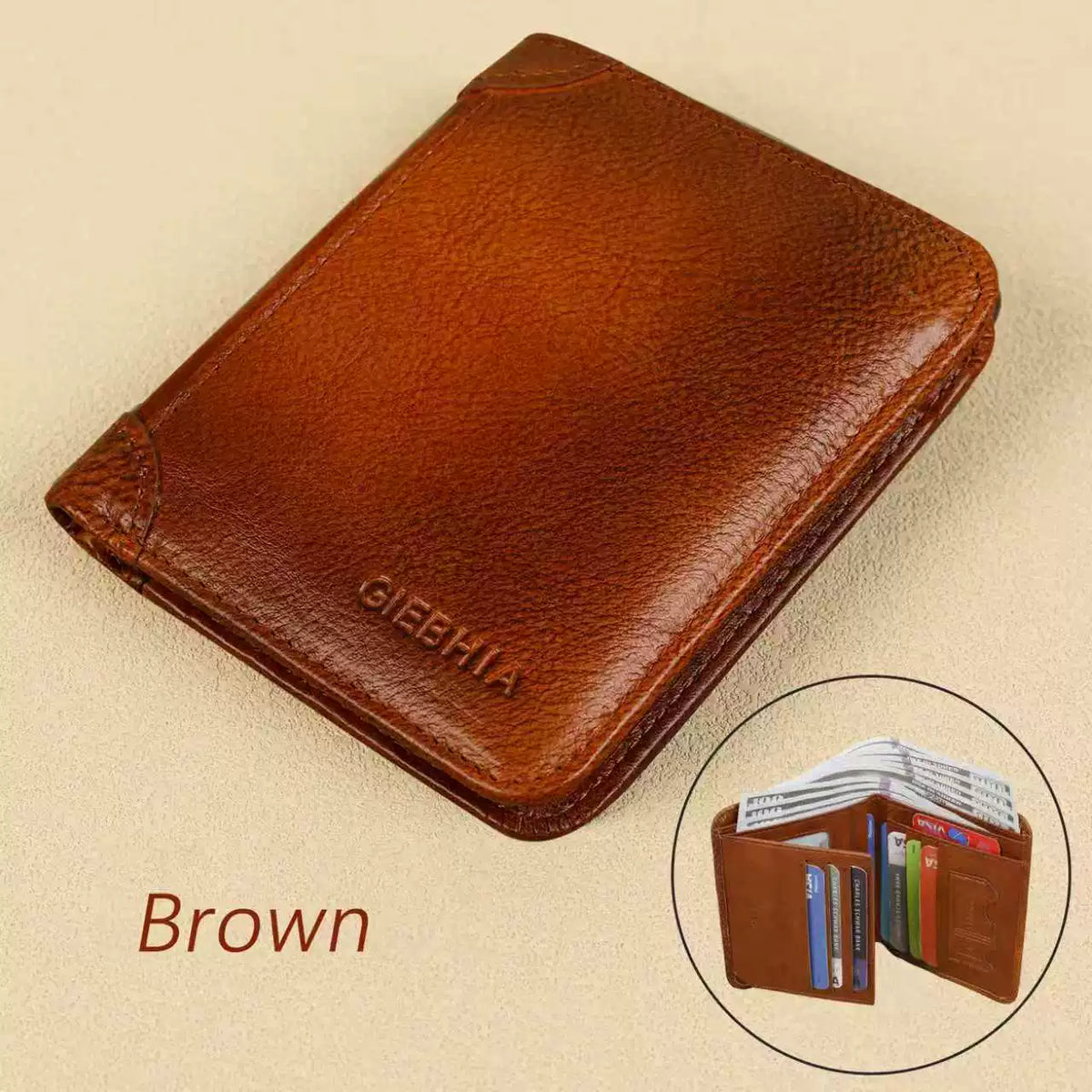 Genuine Leather RFID Wallets for Men Vintage Thin Short Multi-Function Card Holder