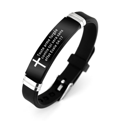 Adjustable Silicone Christian Bible Verse Unisex Bracelet