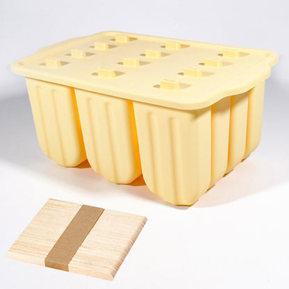 12 Cavity Ice Stick Mold with 50Pcs Popsicle Sticks, Food Grade Silicone Easy-Release